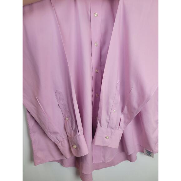 Lands End Men's Pinpoint Oxford Button Up Shirt Pink Purple Sz 17/37 Tall - Picture 5 of 9
